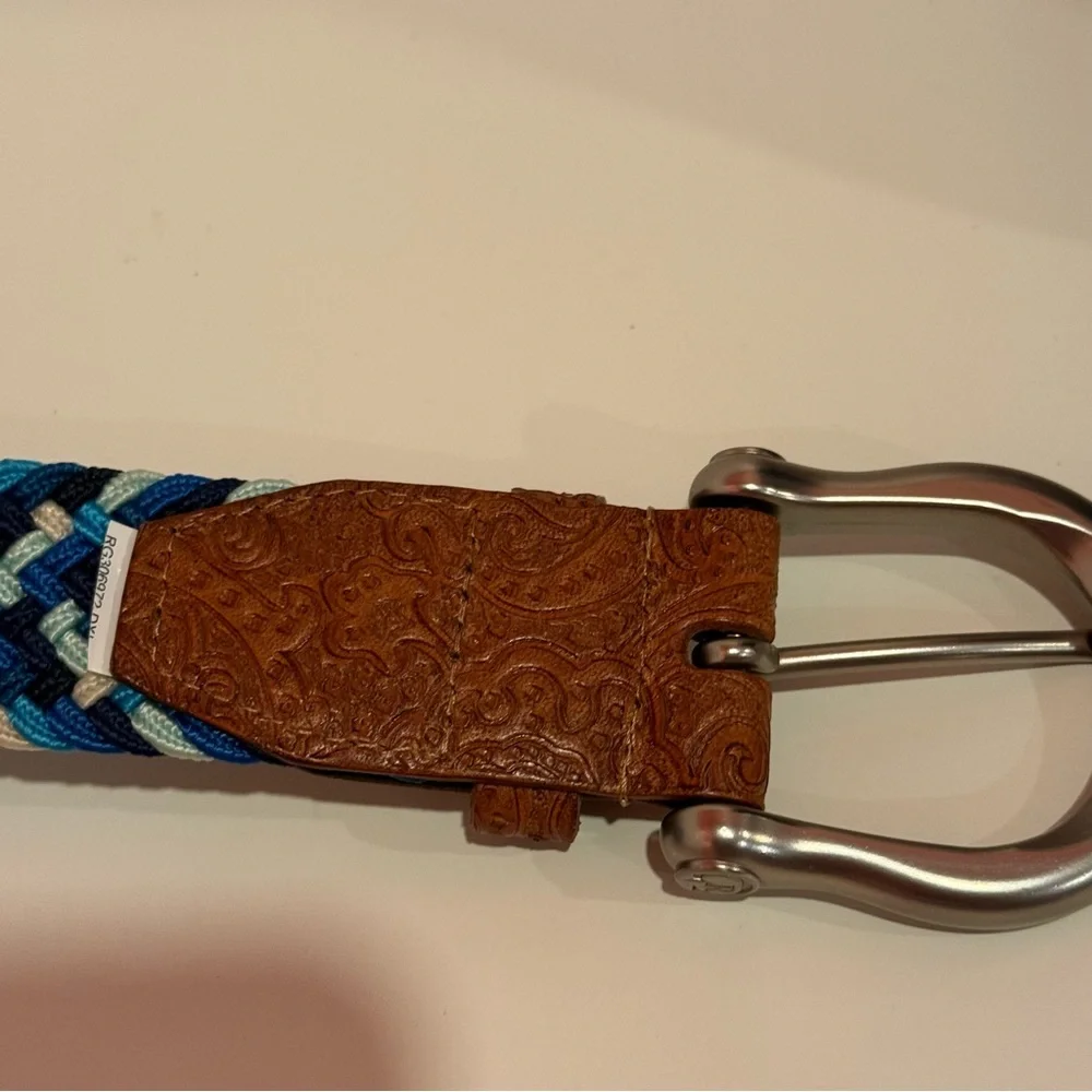 Robert Graham Jive Blue Elastic Woven Men's Belt with Paisley Design Size 42/44